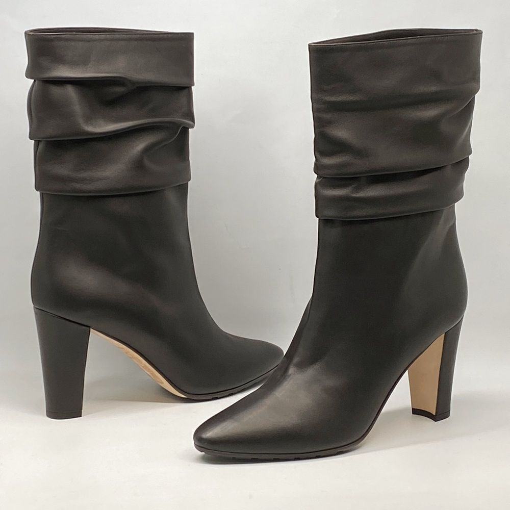 Manolo Blahnik Calasso 90MM Ruched Leather Boots size 38